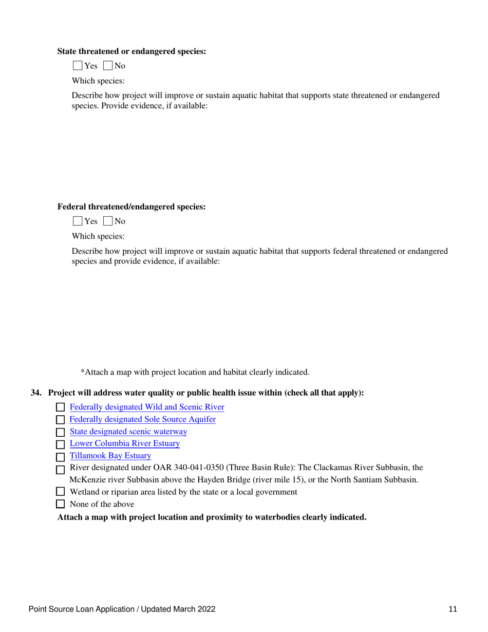 Point Source Project Loan Application (Design and Construction Projects) - Oregon, Page 11