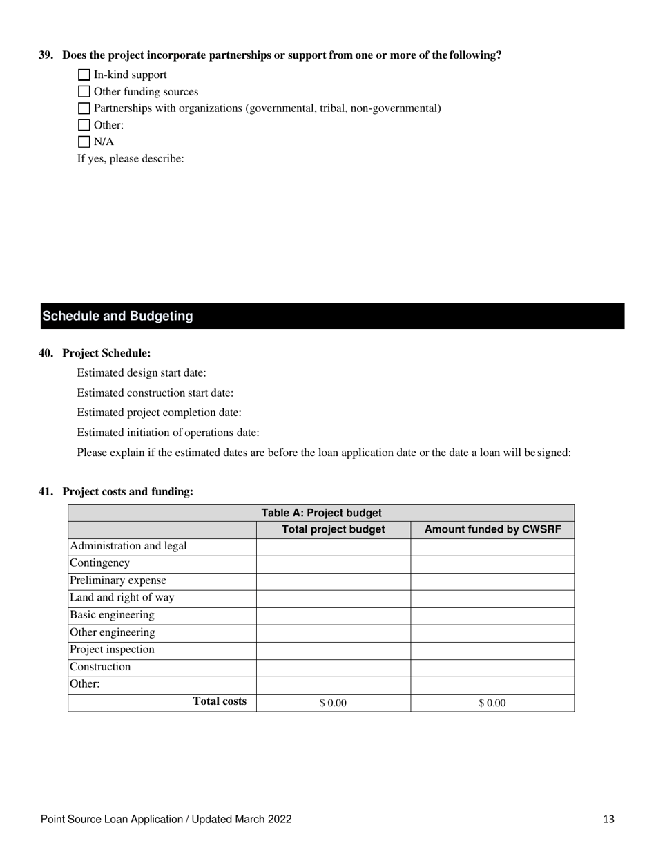 Point Source Project Loan Application (Design and Construction Projects) - Oregon, Page 13