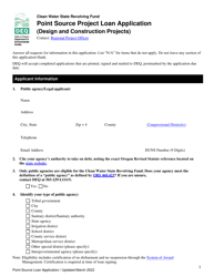 &quot;Point Source Project Loan Application (Design and Construction Projects)&quot; - Oregon