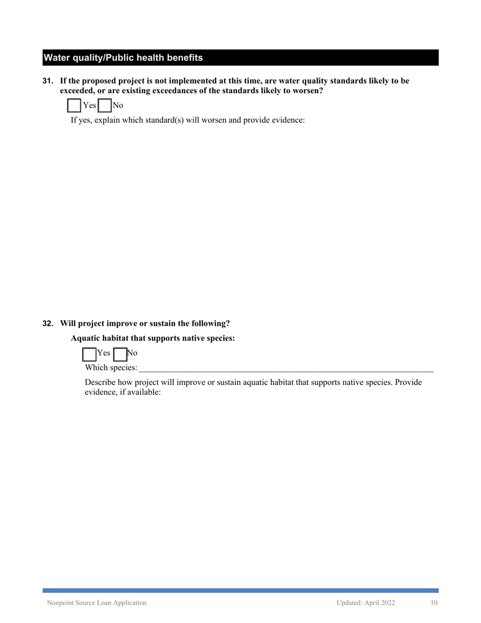Nonpoint Source Project Loan Application (Design and Construction Projects) - Oregon, Page 10