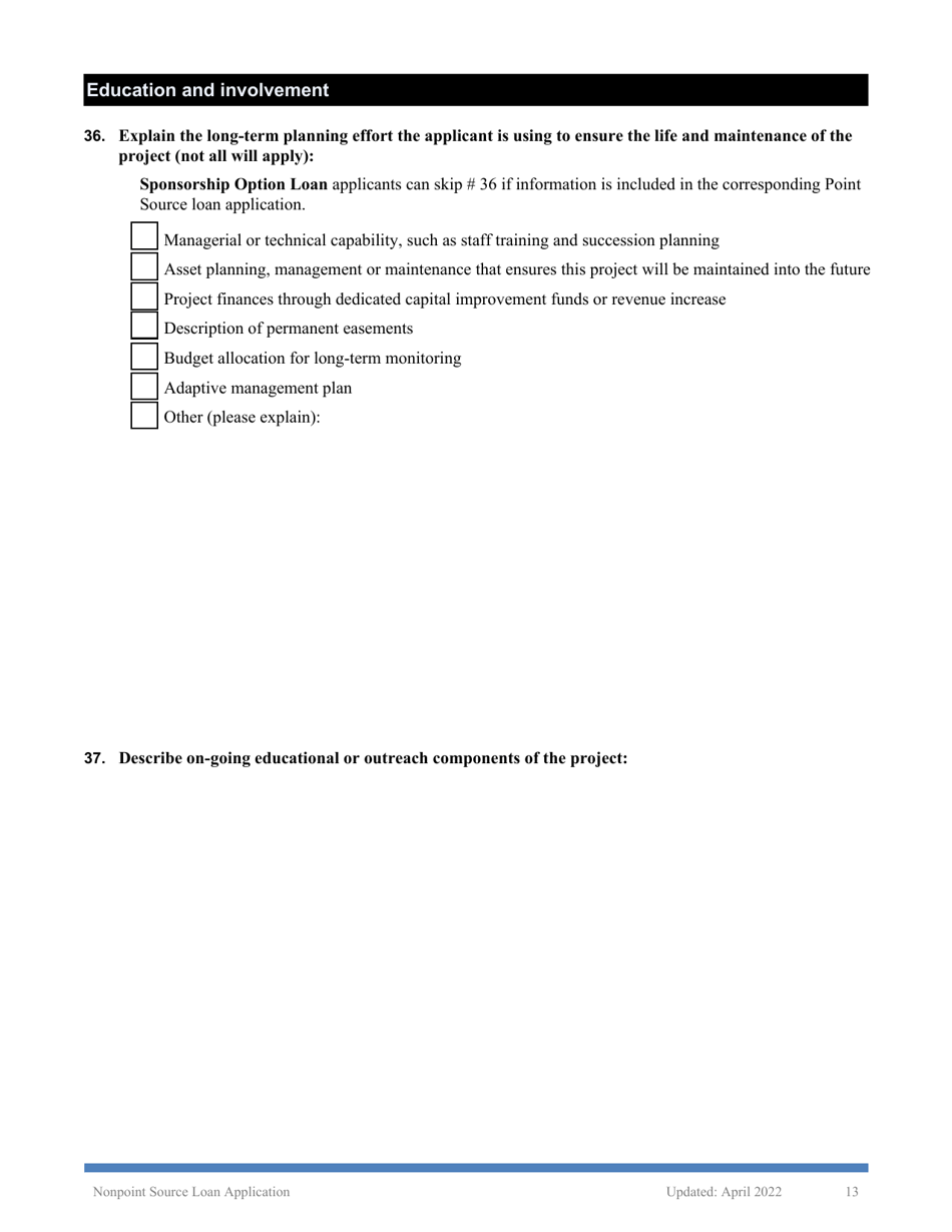 Nonpoint Source Project Loan Application (Design and Construction Projects) - Oregon, Page 13