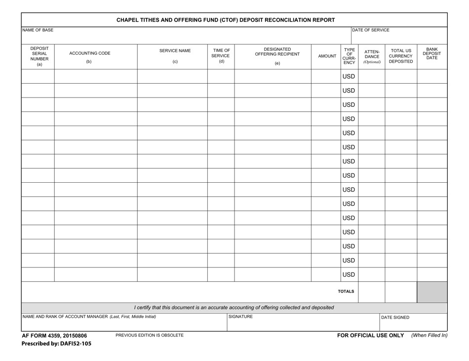 AF Form 4359 - Fill Out, Sign Online and Download Fillable PDF ...