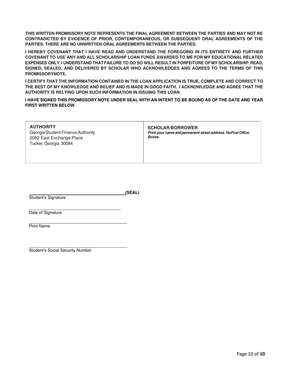 Scholarship for Engineering Education Loan Program (See) Application - Georgia (United States), Page 10