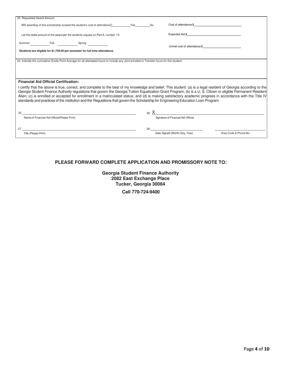 Scholarship for Engineering Education Loan Program (See) Application - Georgia (United States), Page 4