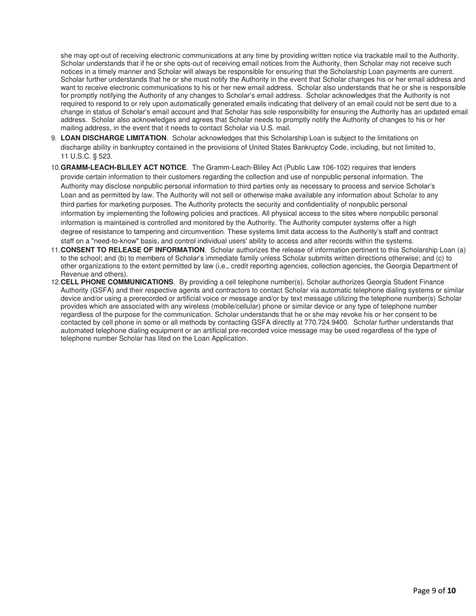 Scholarship for Engineering Education Loan Program (See) Application - Georgia (United States), Page 9