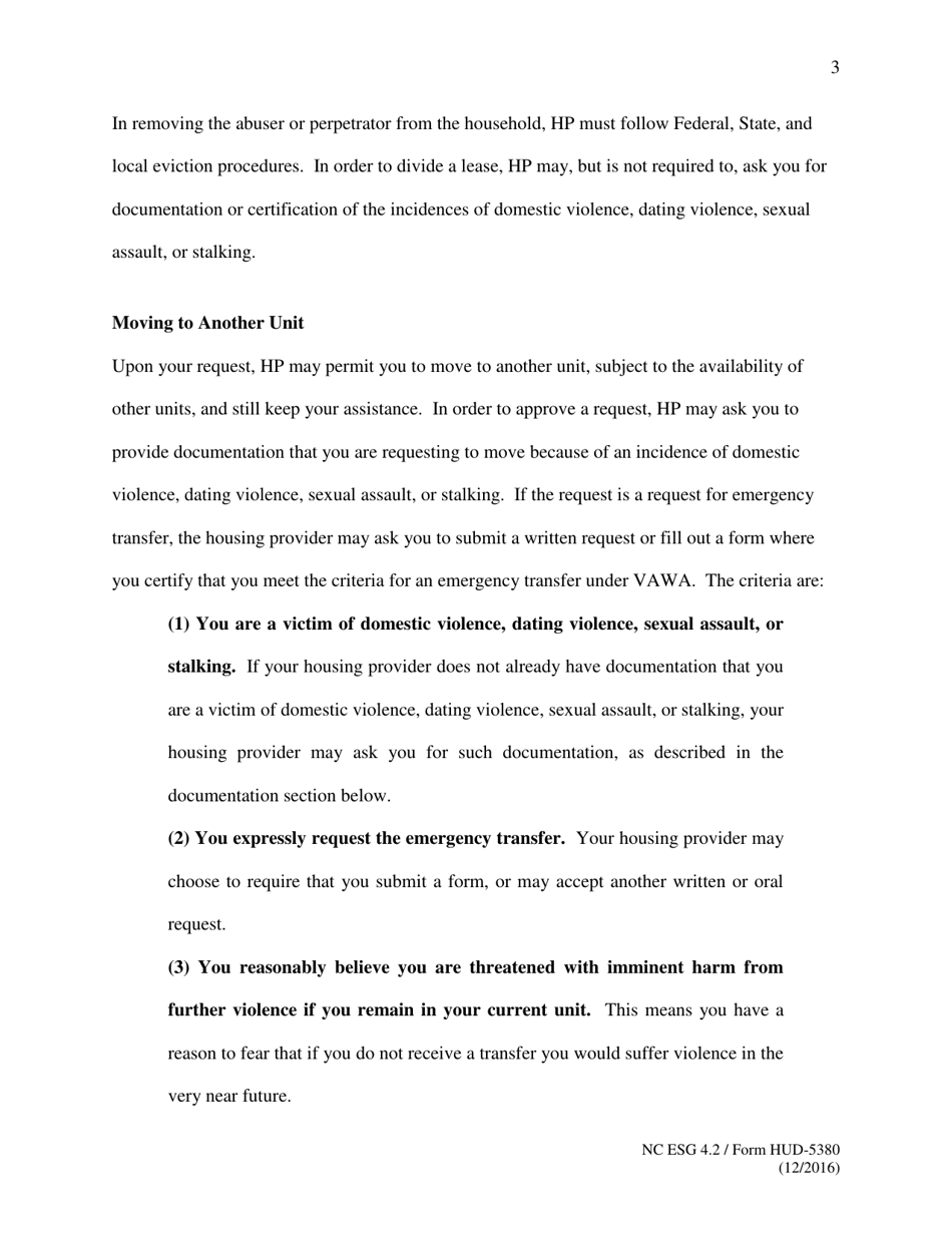 Form HUD-5380 Notice of Occupancy Rights Under the Violence Against Women Act, Page 3