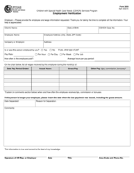 Document preview: Form 3059 Employment Verification - Children With Special Health Care Needs (Cshcn) Services Program - Texas