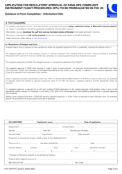 Form DAP1917 Application for Regulatory Approval of Pans-Ops Compliant Instrument Flight Procedures (Ifps) to Be Promulgated in the Uk - United Kingdom, Page 2