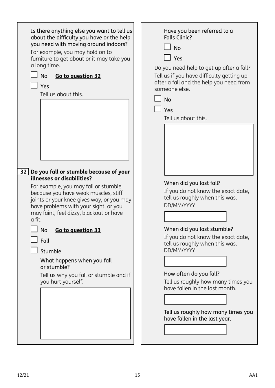 Form AA1 Attendance Allowance for People of State Pension Age or Over - United Kingdom, Page 15