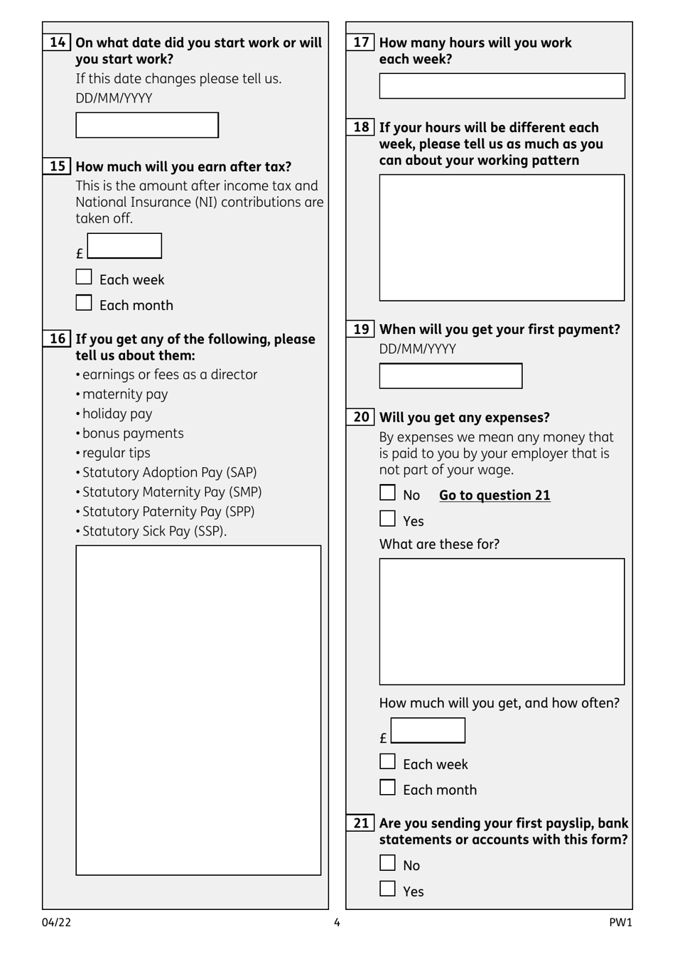 Form PW1 Permitted Work Form - United Kingdom, Page 4