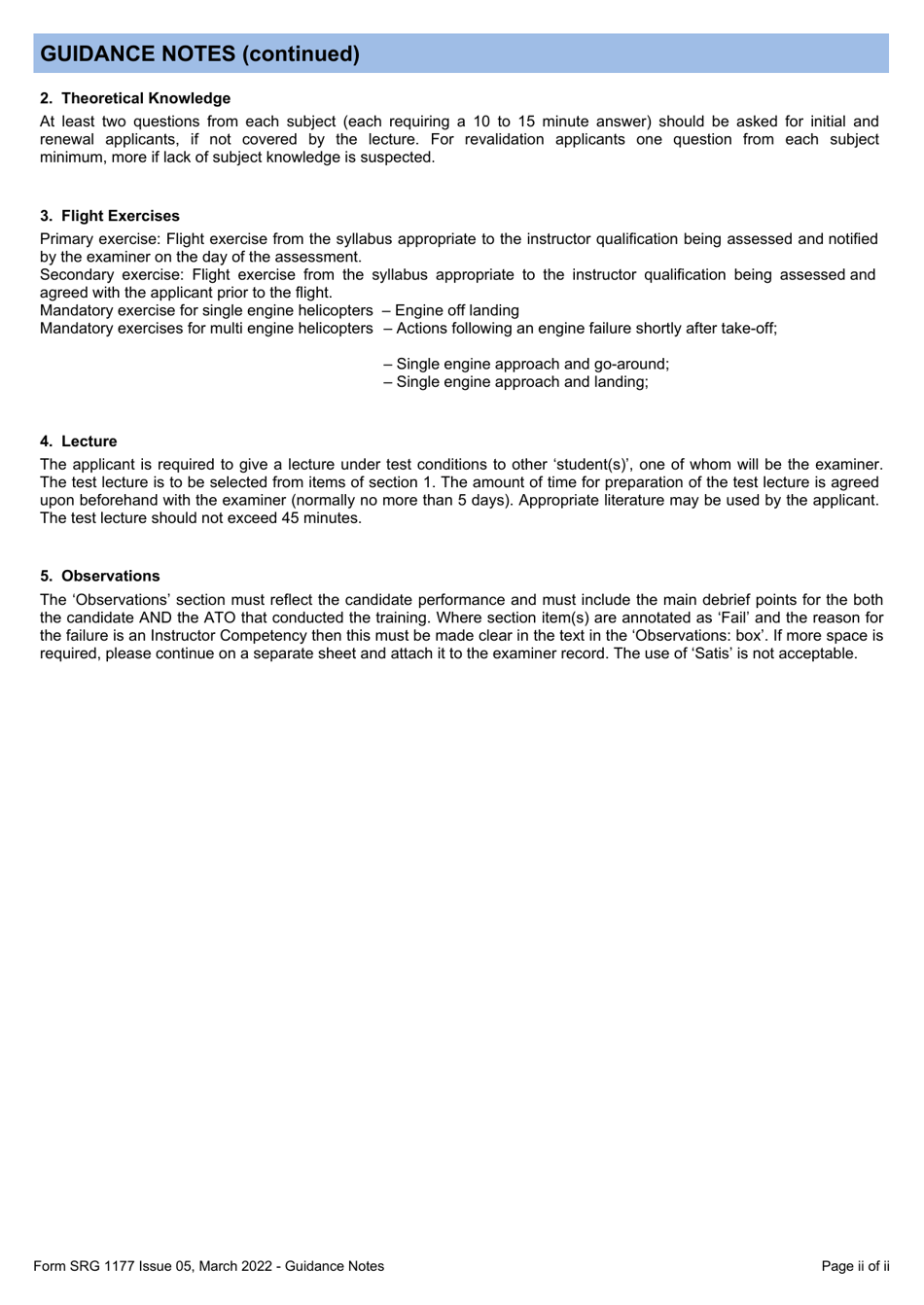 Form SRG1177 Examiners Record - Fi / Tri / Iri / Sfi (H) Assessment of Competence - United Kingdom, Page 5