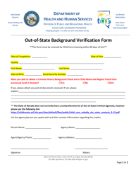 Document preview: Out-of-State Background Verification Form - Nevada