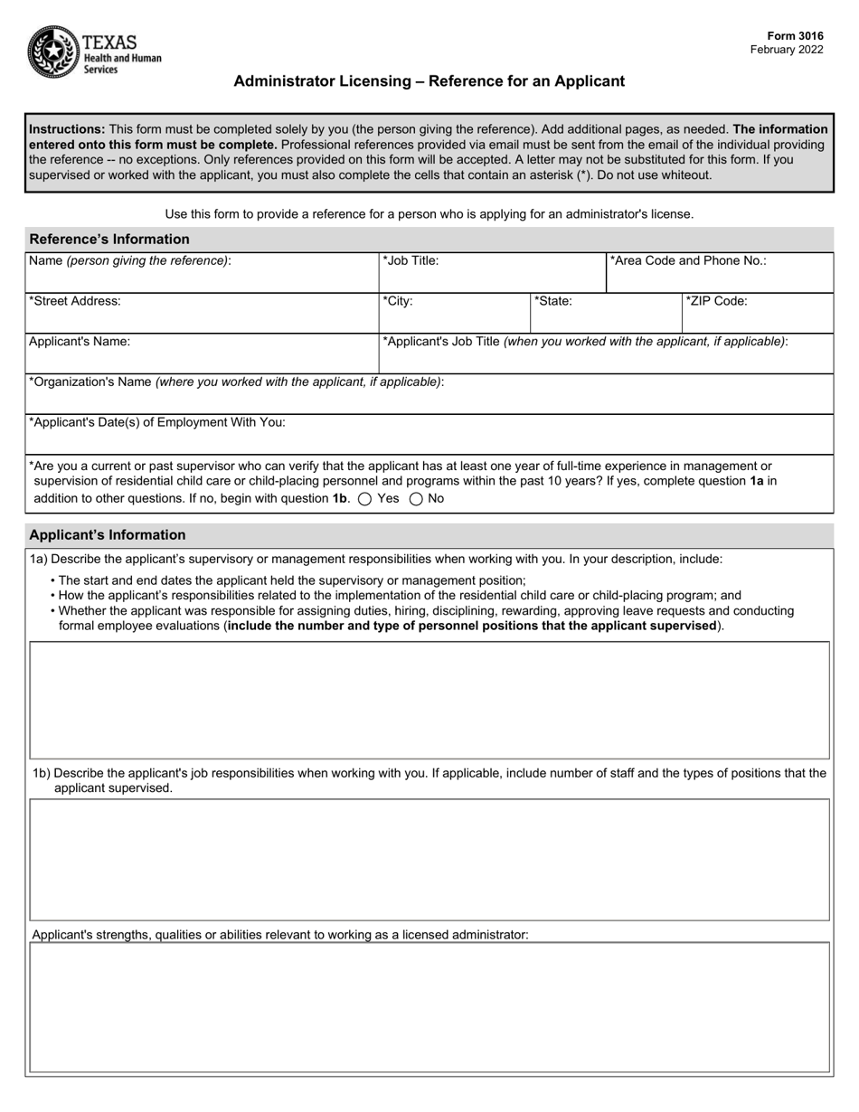 Form 3016 Download Fillable PDF Or Fill Online Administrator Licensing form-3016-download-fillable-pdf-or-fill-online-administrator-licensing