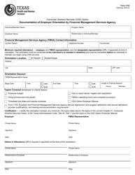 Document preview: Form 1736 Documentation of Employer Orientation by Financial Management Services Agency - Texas