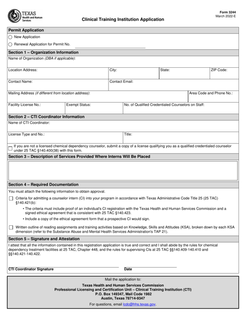 Form 3244  Printable Pdf