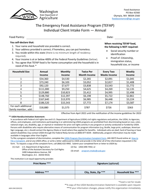 Form AGR-2342  Printable Pdf