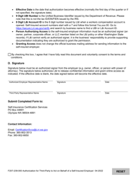Form F207-239-000 Authorization for Third Party to Act on Behalf of a Self-insured Employer - Washington, Page 2