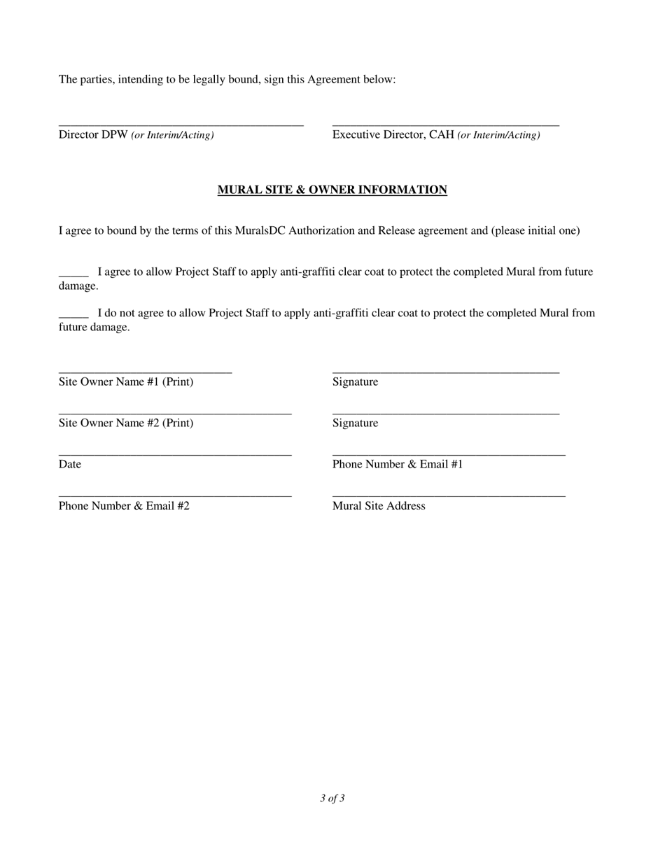 Call to Mural Sites Application Form - Washington, D.C., Page 3