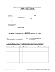 Anexo C Informacion Requerida Para Manutencion Infantil - Washington, D.C. (Spanish)