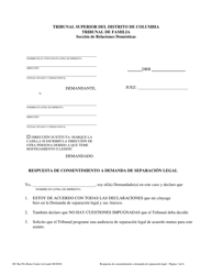 Document preview: Respuesta De Consentimiento a Demanda De Separacion Legal - Washington, D.C. (Spanish)