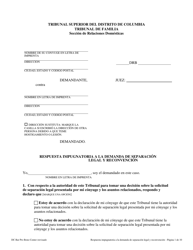 Document preview: Respuesta Impugnatoria a La Demanda De Separacion Legal Y Reconvencion - Washington, D.C. (Spanish)