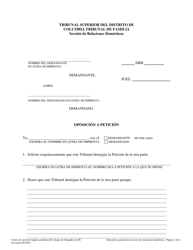 Document preview: Oposicion a Peticion - Washington, D.C. (Spanish)