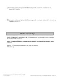 Oposicion a La Peticion De Revision De La Orden Del Juez Magistrado - Washington, D.C. (Spanish), Page 2