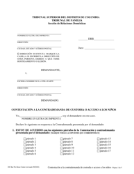 Contestacion a La Contrademanda De Custodia O Acceso a Los Ninos - Washington, D.C. (Spanish)