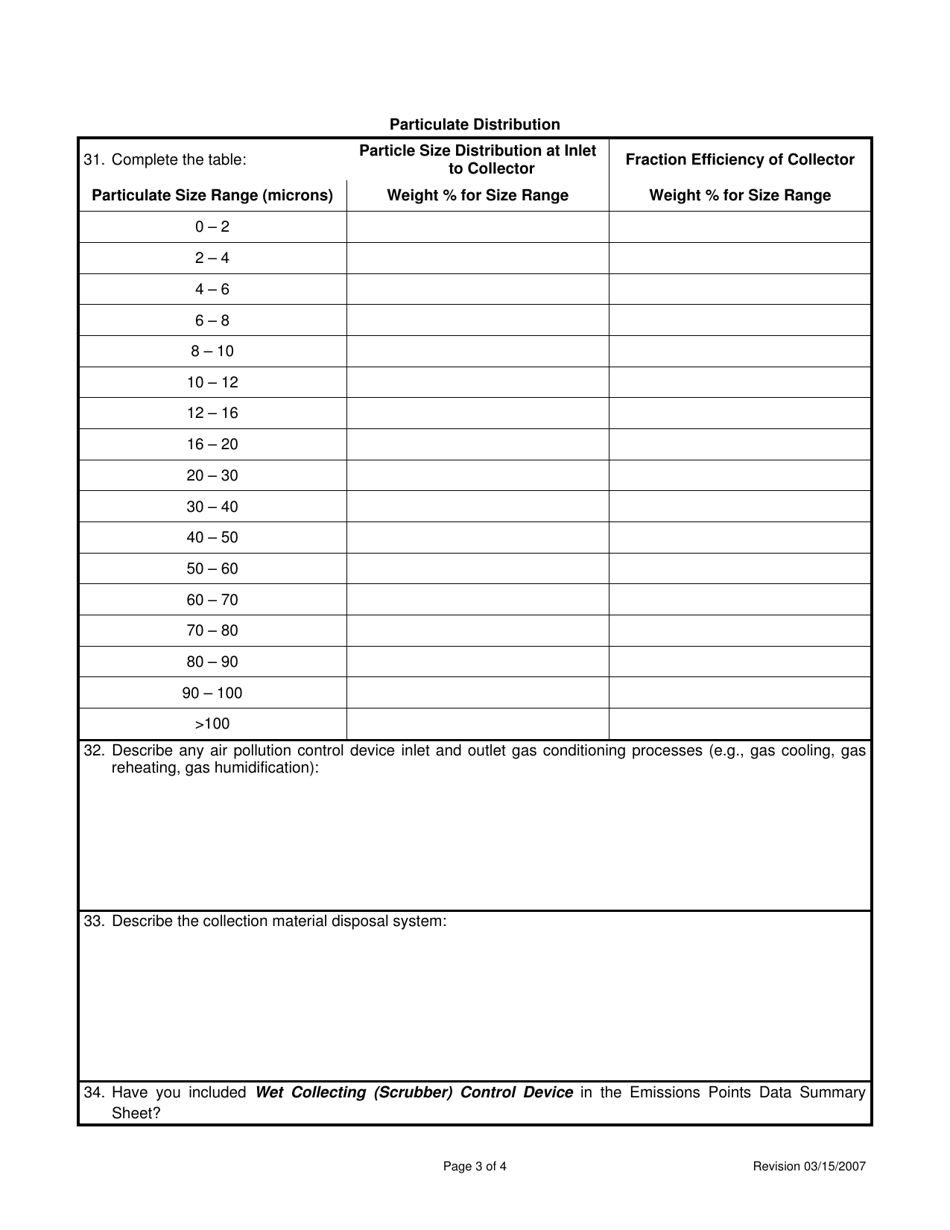 Attachment M Air Pollution Control Device Sheet (Wet Collecting System-Scrubber) - West Virginia, Page 3
