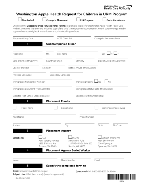 Form HCA13-036  Printable Pdf