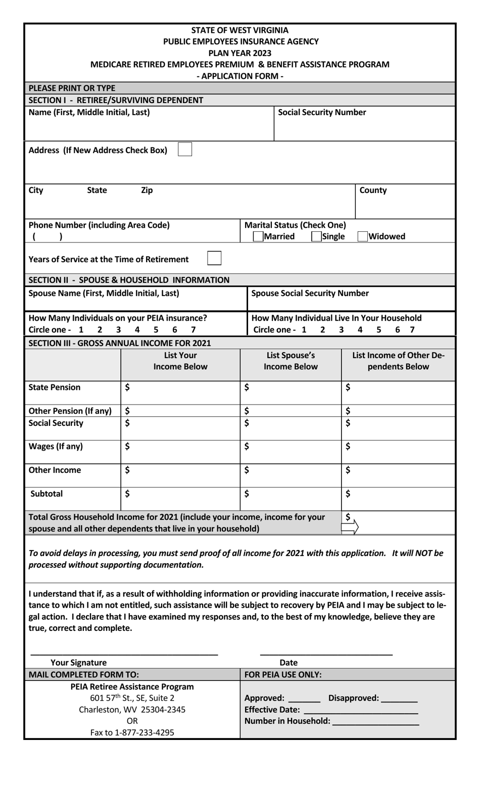 Medicare Retired Employees Premium  Benefit Assistance Program Application Form - West Virginia, Page 3