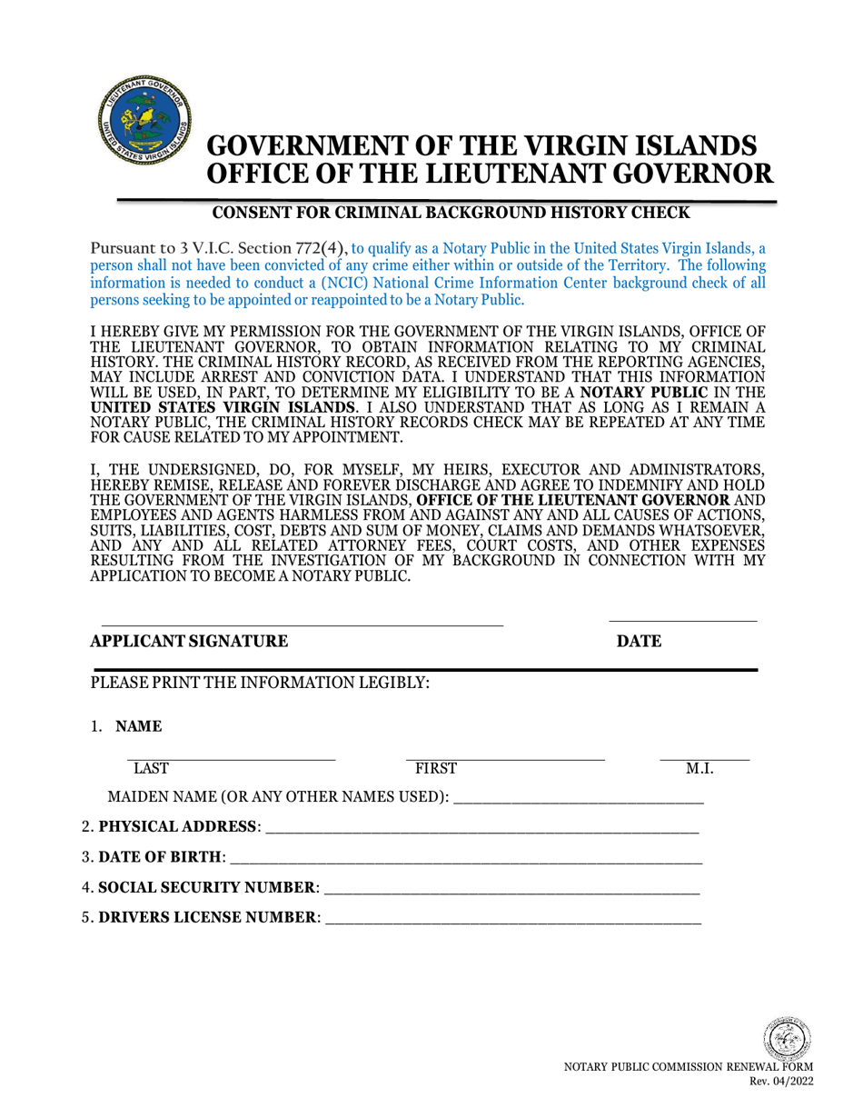 Notary Public Commission Renewal Application - Virgin Islands, Page 7