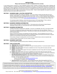 Form FINRC-BL-APP New Business License Application Without Auto-calculations - City of Berkeley, California, Page 2