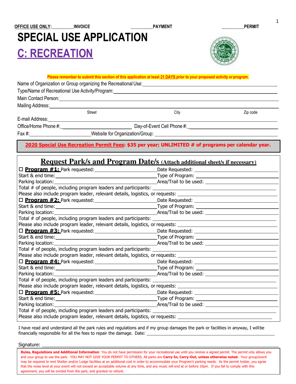 Special Use Application - Recreation - Monroe County, New York, Page 1