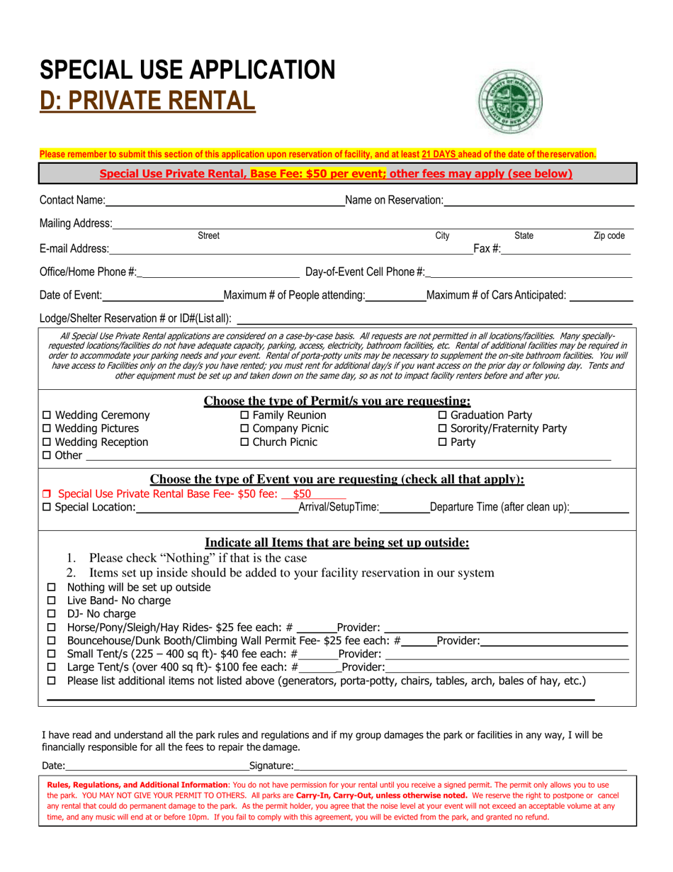 Special Use Application - Private Rental - Monroe County, New York, Page 1