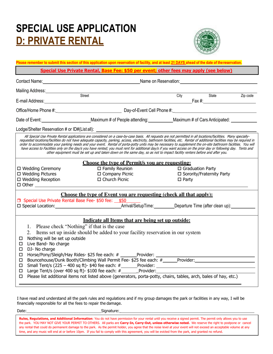 Monroe County, New York Special Use Application Private Rental Fill Out, Sign Online and