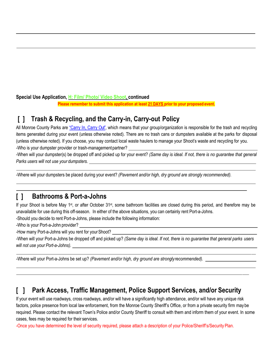 Special Use Application - Film / Photo / Video Shoot - Monroe County, New York, Page 4