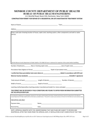 Document preview: Construction Permit for Repair of a Residential on-Site Wastewater Treatment System - Monroe County, New York
