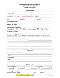 Form PB-344-2021 &quot;Communty Services Unit Request for Service&quot; - Monroe County, New York