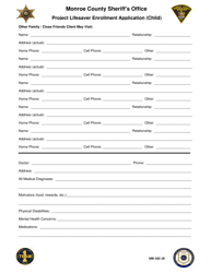 Form MB-182-18 Project Lifesaver Enrollment Application (Child) - Monroe County, New York, Page 2