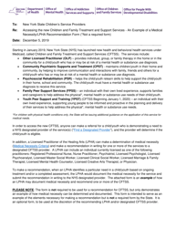 Document preview: Medical Necessity Form - Lpha Recommendation for Children & Family Treatment & Support Services - Example - New York