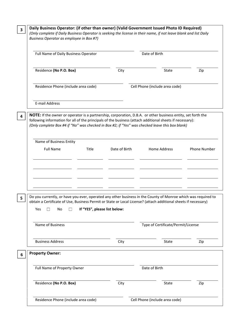 License Application - Pawn Shop, Secondhand Dealer and Jewelry and Coin Exchange Dealers - Monroe County, New York, Page 2