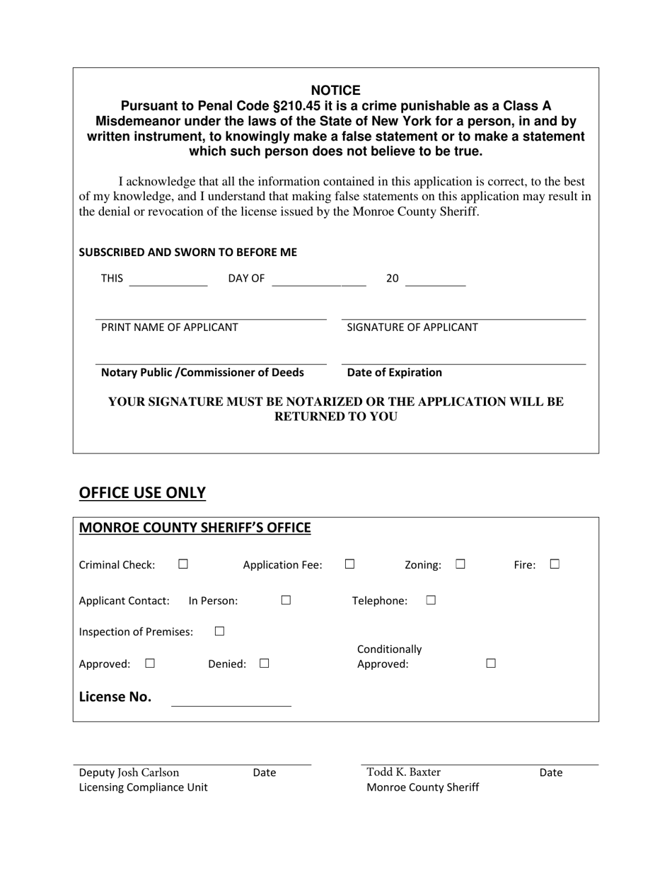 License Application - Pawn Shop, Secondhand Dealer and Jewelry and Coin Exchange Dealers - Monroe County, New York, Page 5