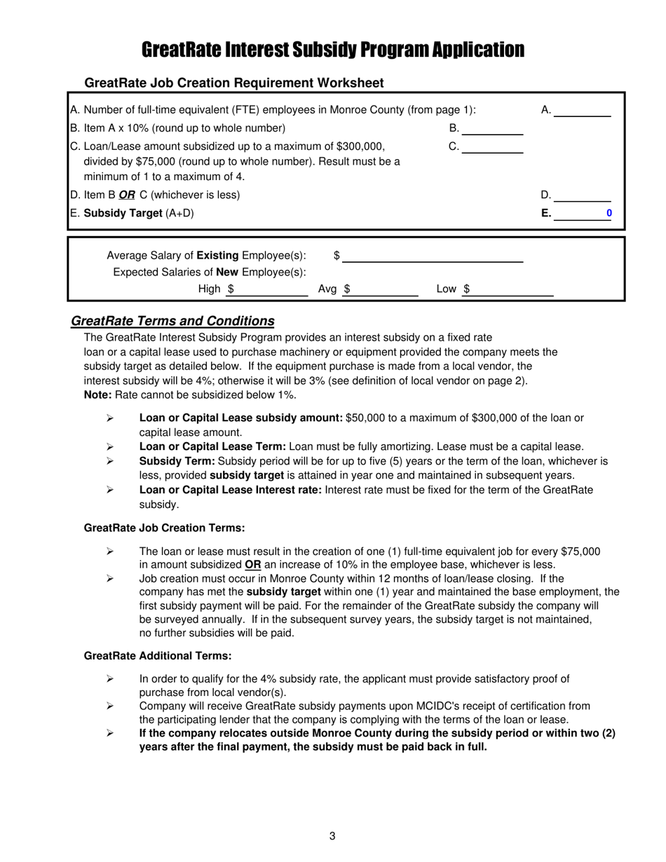 Greatrate / Greatrebate Program Application - Monroe County, New York, Page 3