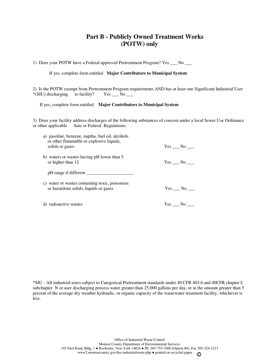 Application for Permit to Discharge Sludge at Pure Waters Treatment Facilities - Monroe County, New York, Page 3