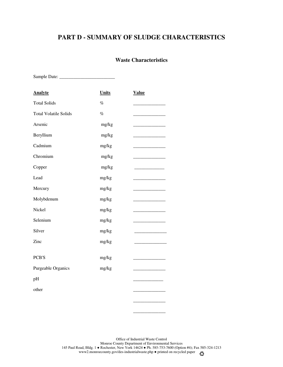 Application for Permit to Discharge Sludge at Pure Waters Treatment Facilities - Monroe County, New York, Page 6