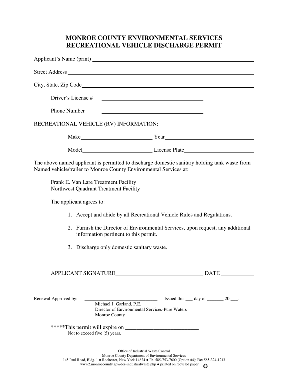 Recreational Vehicle Discharge Permit - Monroe County, New York, Page 3