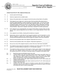Form FAM001 Rejection - Judgment Sheet - Non-parentage - County of Los Angeles, California, Page 2