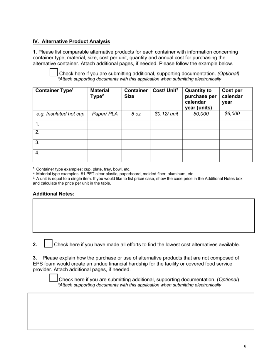 Financial Hardship Waiver Request Form - Expanded Polystyrene Foam Container and Polystyrene Loose Fill Packaging Ban - New York, Page 6