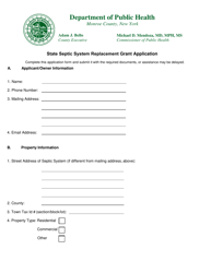 Document preview: State Septic System Replacement Grant Application - Monroe County, New York